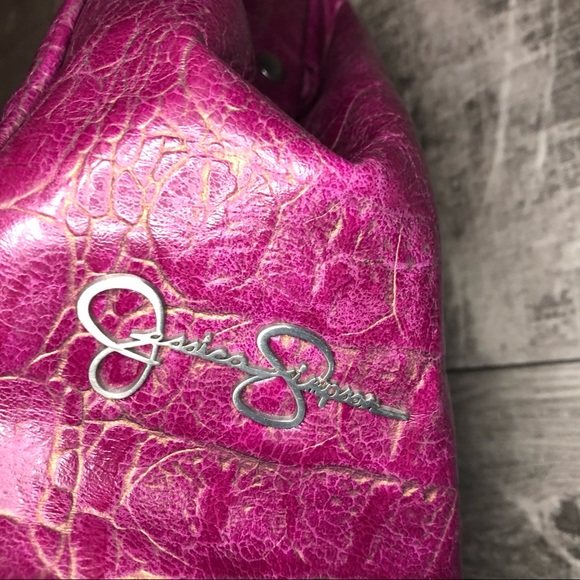 Jessica Simpson Retro Structured Textured Clasp Purse Dark Pink FLAWS Y2K - Picture 6 of 16